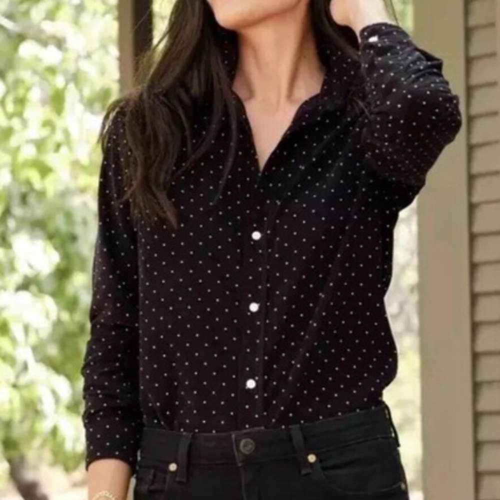 Frank & Eileen Frank Long Sleeve Corduroy Polka Dot Top